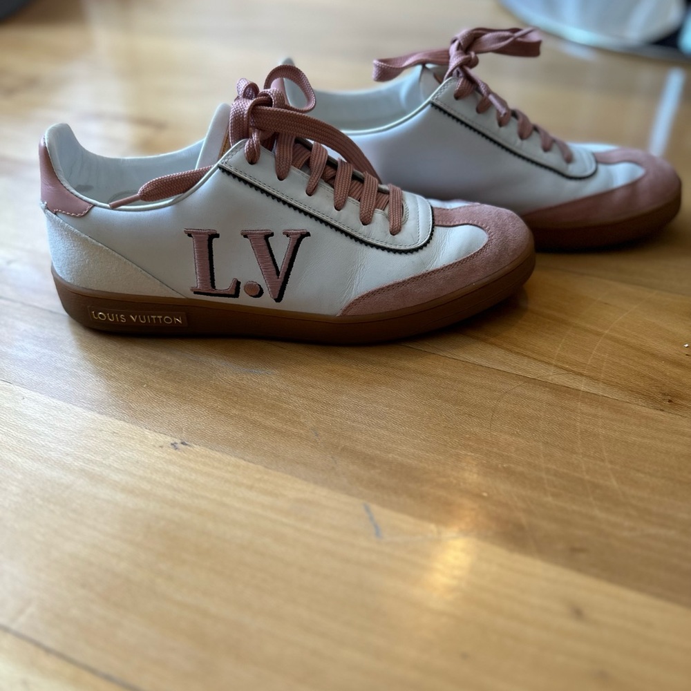 Louis Vuitton frontrow sneakers in pink suede and white sz 39. LV logo - Picture 8 of 8